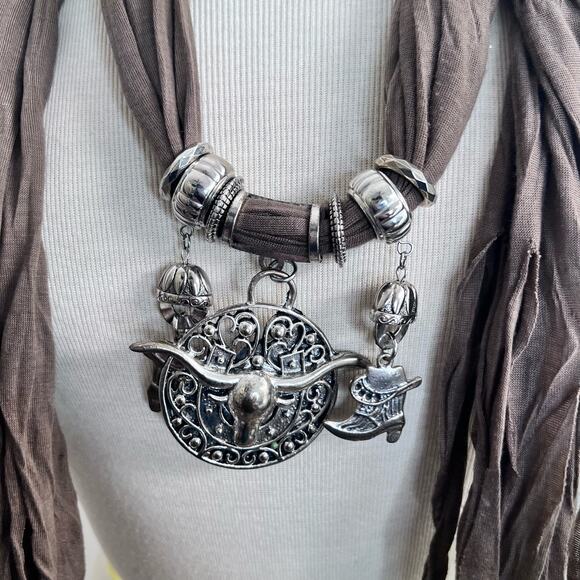 90s 2000 Vintage Brighton Scarf with Silver Accent - Picture 1 of 11